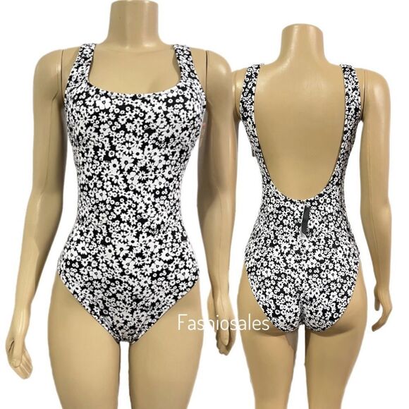 Victorias Secret Pink Swim One-piece Swimsuit Lined Black multicolor Large - Picture 3 of 9